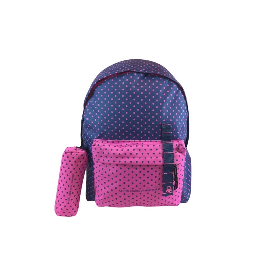 Rucsac scolar cu spatar ergonomic si penar cadou, Bleumarin-Fuchsia, 30x17x44 cm