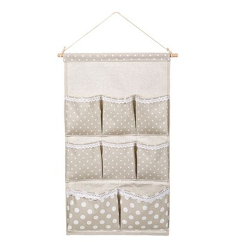 Organizator de perete, 8 buzunare, bej cu buline 35x60 cm Organizator de perete, 8 buzunare, bej cu buline 35x60 cm