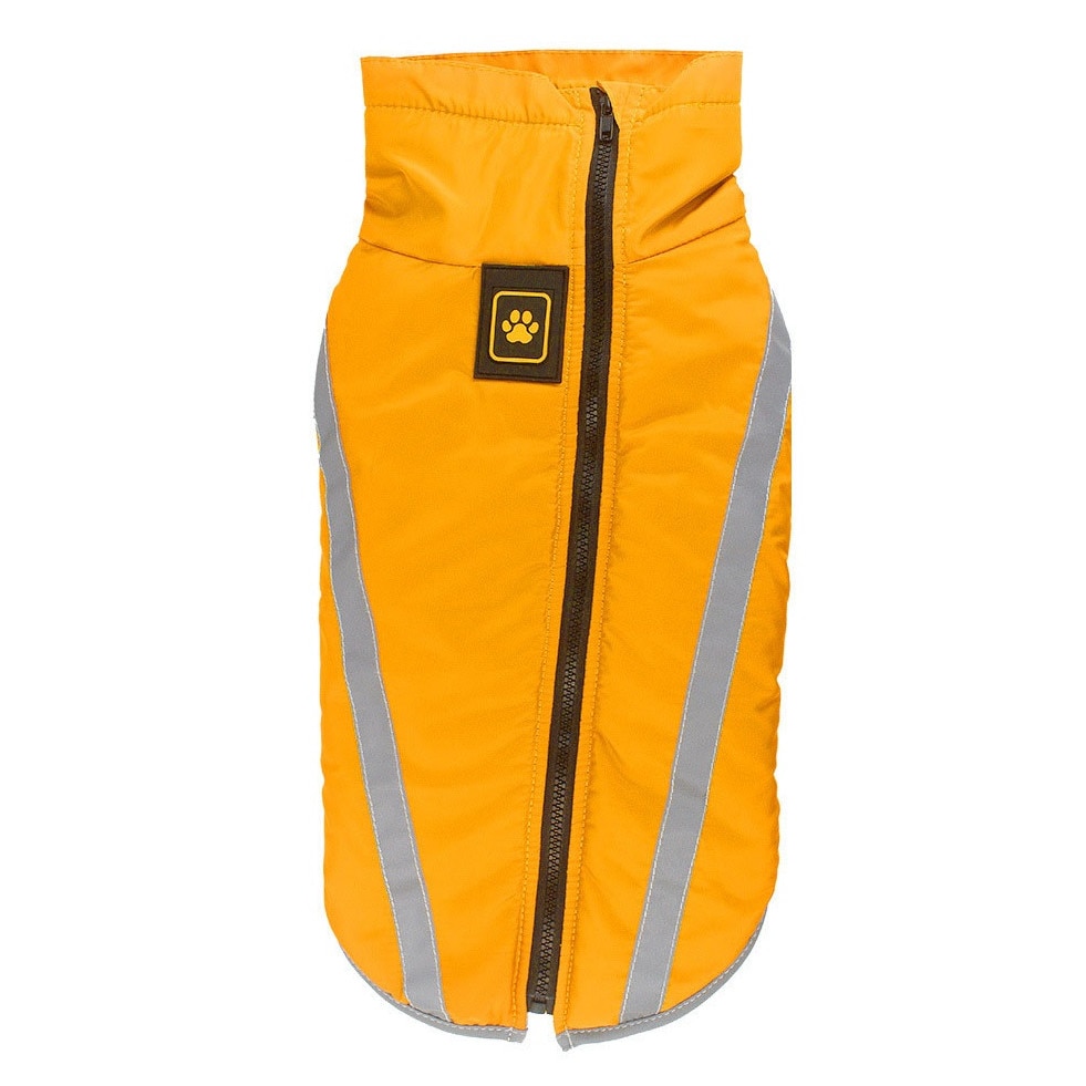 Geaca pentru caini impermeabila fermoar spate galbena XL