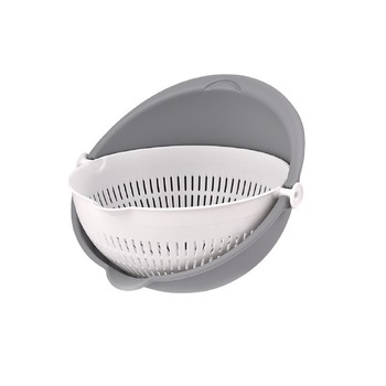 Bol rotativ cu strecuratoare detasabila, Gri, 13x28 cm Bol rotativ cu strecuratoare detasabila, Gri, 13x28 cm