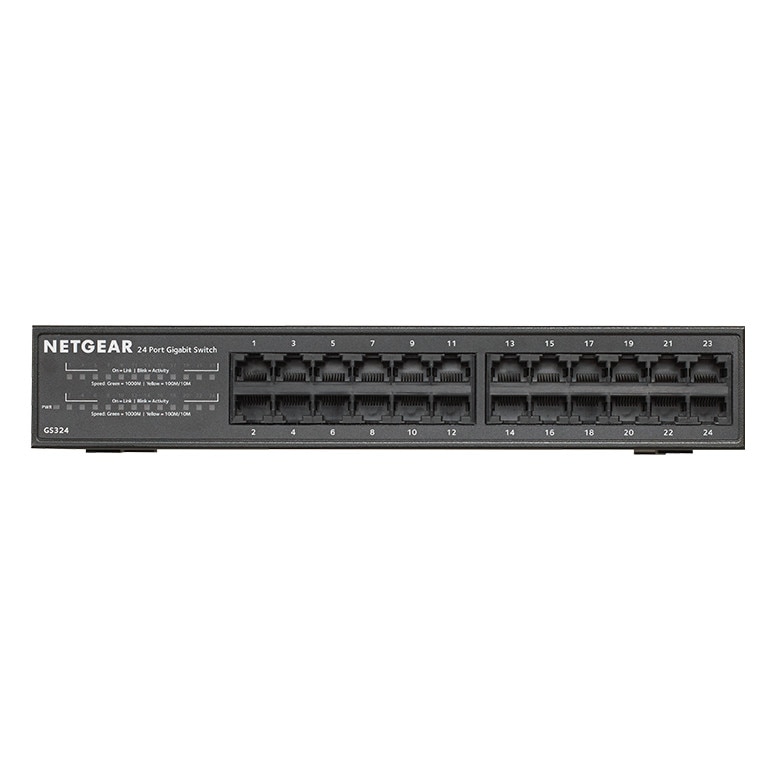 Switch fara management NetGear GS324, 24 x 10/100/1000 Mbps Gigabit Ethernet, Desktop/ Rackmount, Plug-and-Play, Black