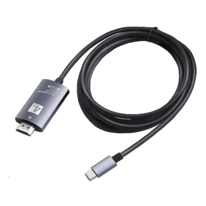 USB 3.1, Type-C, Thunderbolt 3 към HDMI 4K адаптерен кабел, HDMI аудио / видео, 2 м, Сив