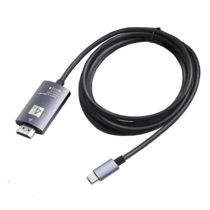 Cablu adaptor USB 3.1 / Type-C la HDMI 4K, Audio/Video HDMI, 2m, Gri