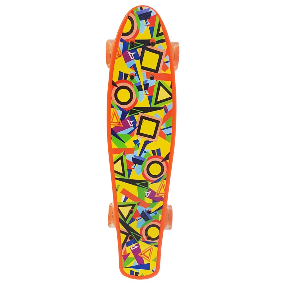 Penny board cu roti de silicon si lumini, Graphic Print, ABEC-7, PU, Aluminiu, HB3009-H RCO®