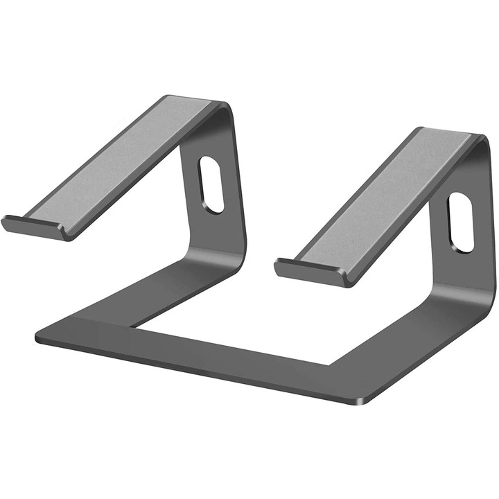 Suport laptop, Aluminiu, ergonomic, portabil, compatibilitate universala, 10-15.6 inci, Argintiu inchis Echo Soul®️