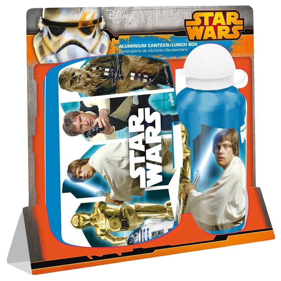 Set recipient apa Al 500ml si cutie pranz Star Wars bleu