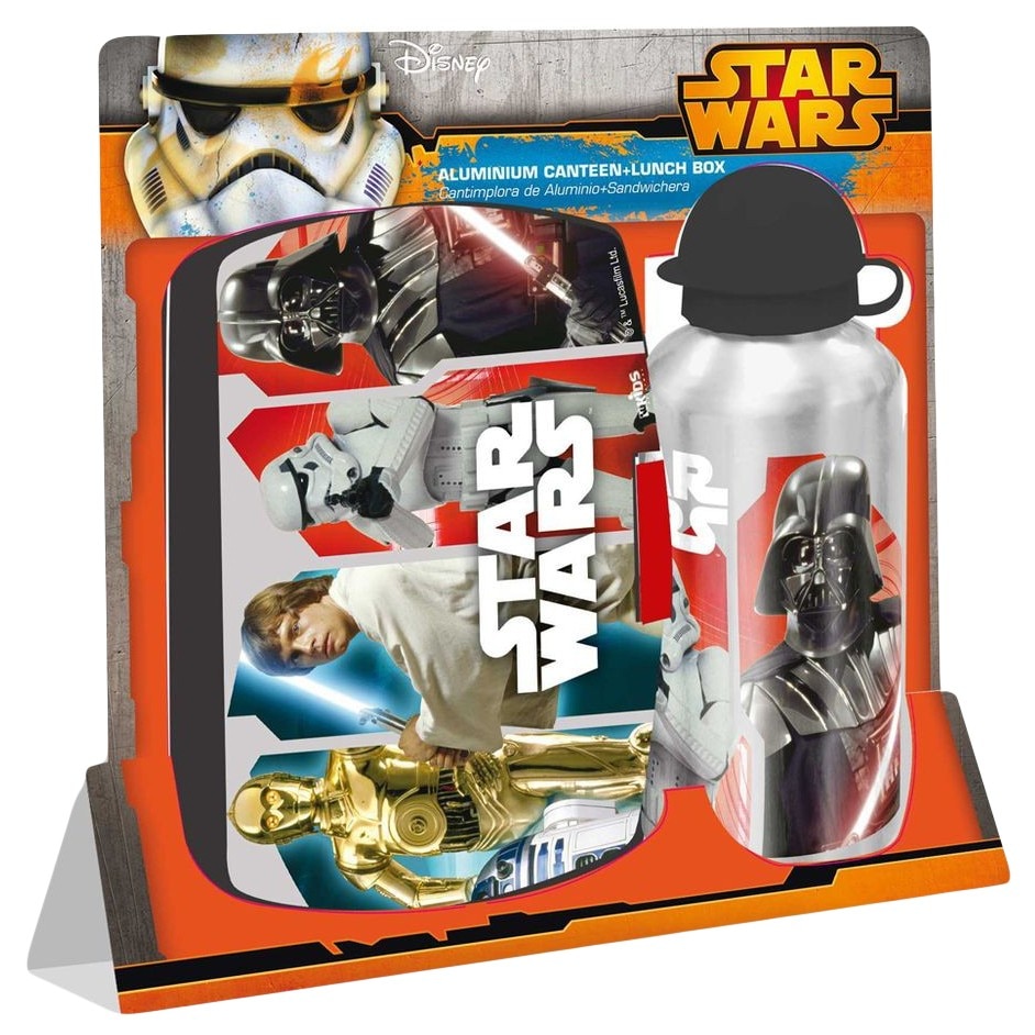 Set recipient apa Al 500ml si cutie pranz Star Wars gri
