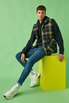 KOTON, Blugi skinny cu model cu 5 buzunare, Albastru inchis KOTON, Blugi skinny cu model cu 5 buzunare, Albastru inchis
