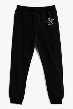 KOTON, Pantaloni sport conici cu talie medie, Negru