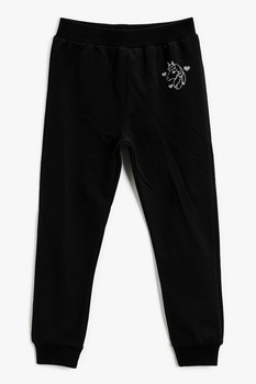 KOTON, Pantaloni sport conici cu talie medie, Negru KOTON, Pantaloni sport conici cu talie medie, Negru
