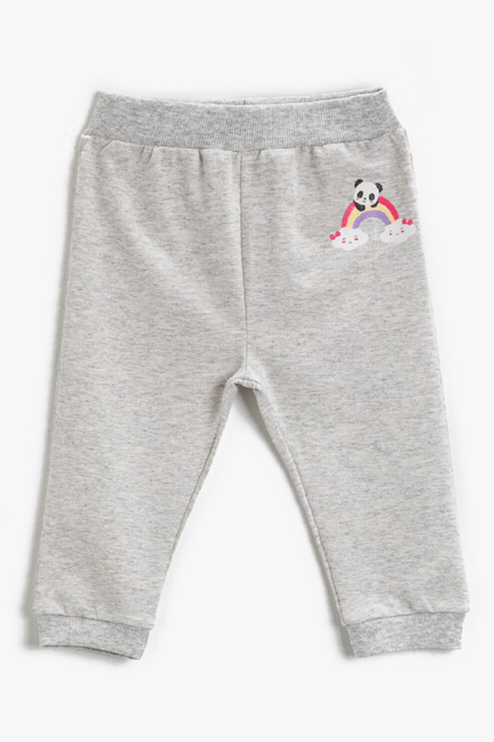 KOTON, Pantaloni sport cu detaliu cu imprimeu, Gri melange