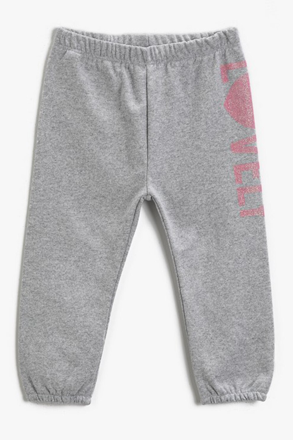 KOTON, Pantaloni sport cu detaliu cu imprimeu, Gri melange