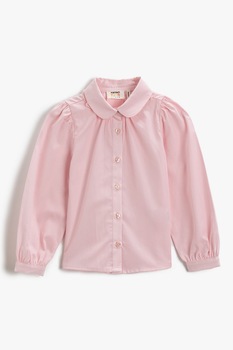 KOTON, Camasa de bumbac cu detalii de dantela, Roz pastel KOTON, Camasa de bumbac cu detalii de dantela, Roz pastel