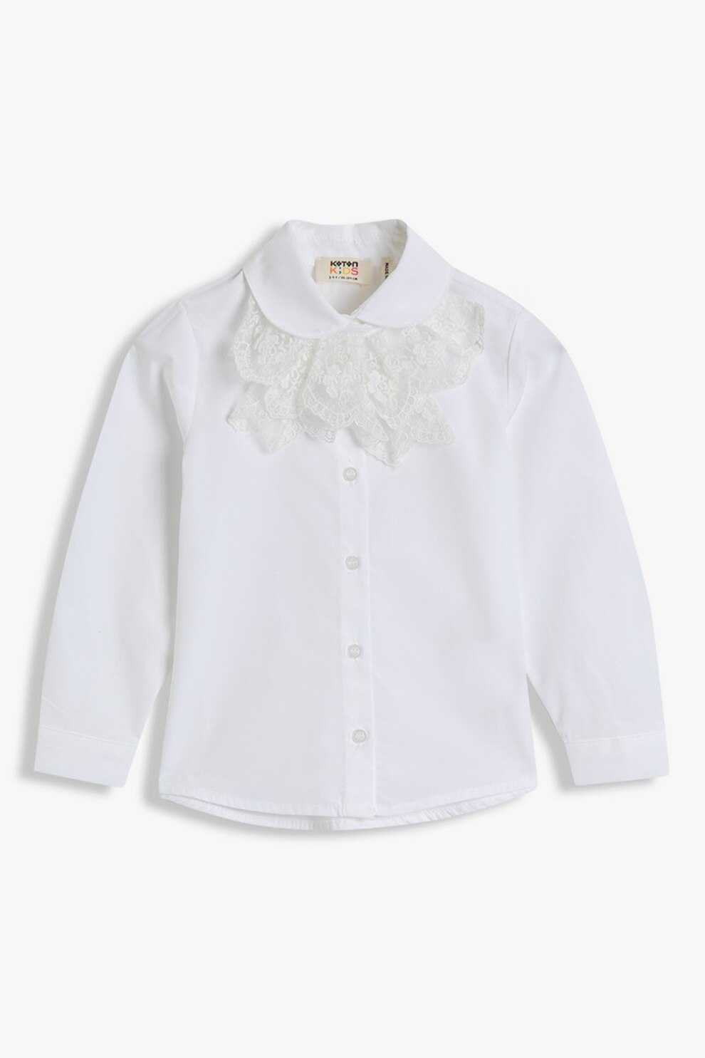 KOTON, Camasa de bumbac cu garnitura de dantela, Alb, 104-110 CM