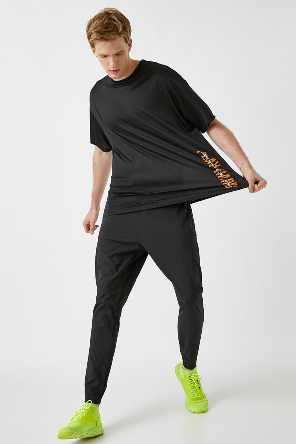 KOTON, Pantaloni sport conici, Negru, S