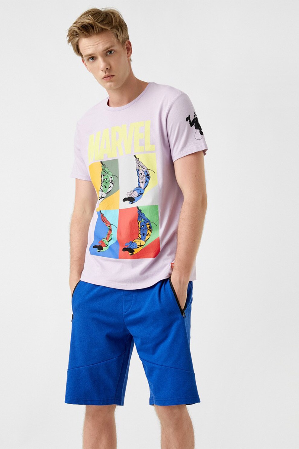 KOTON, Tricou cu imprimeu grafic, Lila/Rosu/Albastru