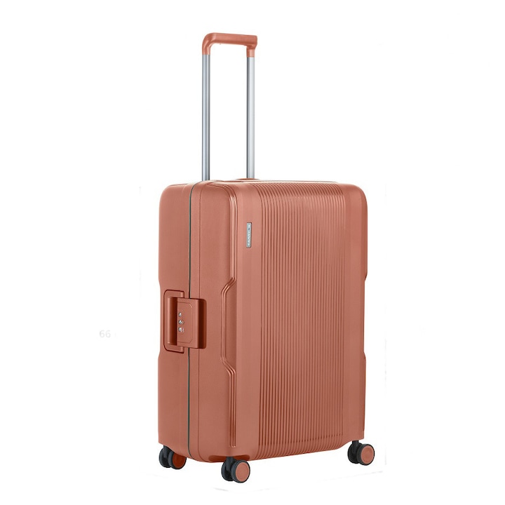 Közepes Bőrönd, CarryOn, Protector, 502470 - 66 cm, Polipropilén, TSA Rejtjelek, kód Okoban 4 dupla kerekű, Narancssárga