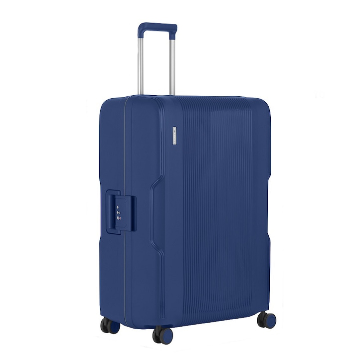 Nagy Bőrönd, CarryOn, Protector, 502465 - 77 cm, Polipropilén, TSA Rejtjelek, kód Okoban 4 dupla kerekű, Kék