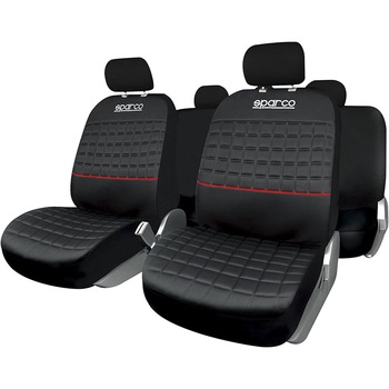 Set Huse Scaune Auto Sparco Lazio, negru -rosu, 9 bucati Set Huse Scaune Auto Sparco Lazio, negru -rosu, 9 bucati