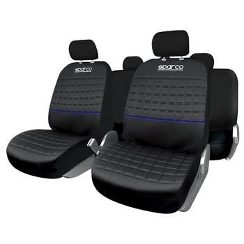 Set Huse Scaune Auto Sparco Lazio, negru - albastru, 11 bucati Set Huse Scaune Auto Sparco Lazio, negru - albastru, 11 bucati
