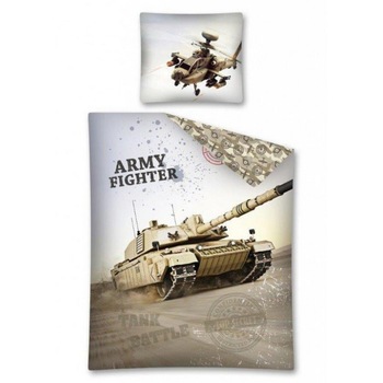Lenjerie de pat din bumbac Detexpol, Tanc militar, 140x200cm Lenjerie de pat din bumbac Detexpol, Tanc militar, 140x200cm