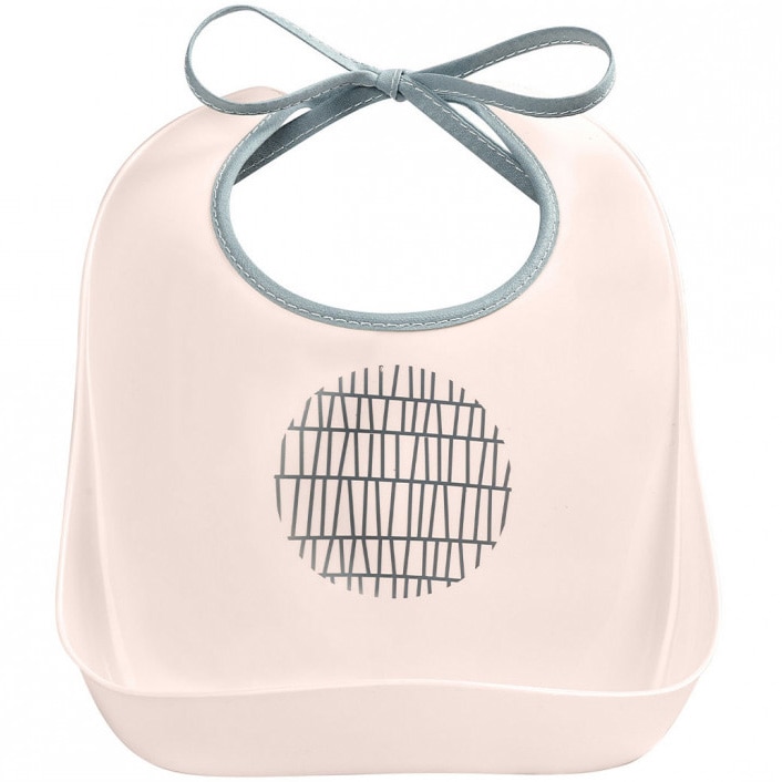 Baveta plastic Beaba pink, lavabila, de la 4 luni, Roz