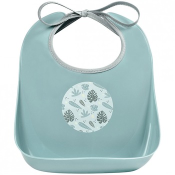 Baveta plastic Beaba jungle, lavabila, de la 4 luni, Verde Baveta plastic Beaba jungle, lavabila, de la 4 luni, Verde