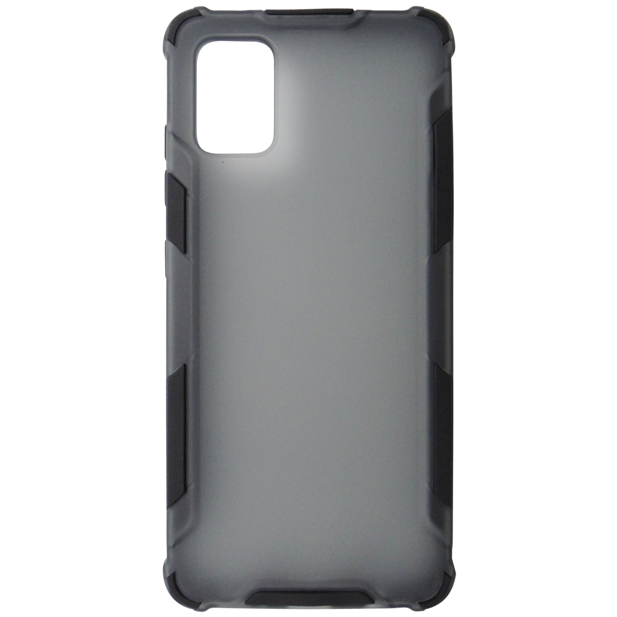 Husa tip capac spate Atlas antisoc plastic gri semitransparent si silicon negru pentru Samsung Galaxy A51