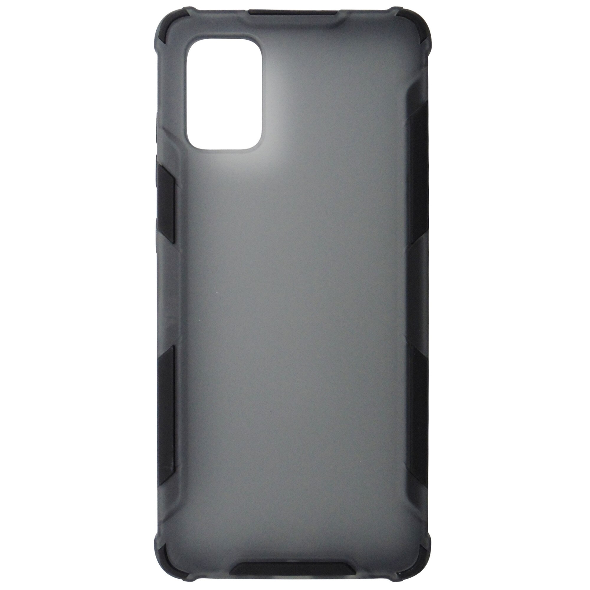 Husa tip capac spate Atlas antisoc plastic gri semitransparent si silicon negru pentru Samsung Galaxy A71