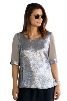 Bluza eleganta, Giorgal, Paula, din paiete argintii Bluza eleganta, Giorgal, Paula, din paiete argintii