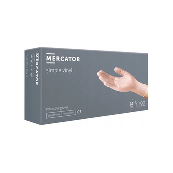 Manusi vinil, vinyl transparente nepudrate, protectie, marimea L, MERCATOR - 100 buc / cutie Manusi vinil, vinyl transparente nepudrate, protectie, marimea L, MERCATOR - 100 buc / cutie