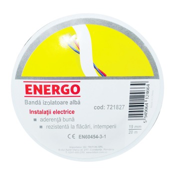 Banda izolatoare alba 20M X 19MM ENERGO Banda izolatoare alba 20M X 19MM ENERGO