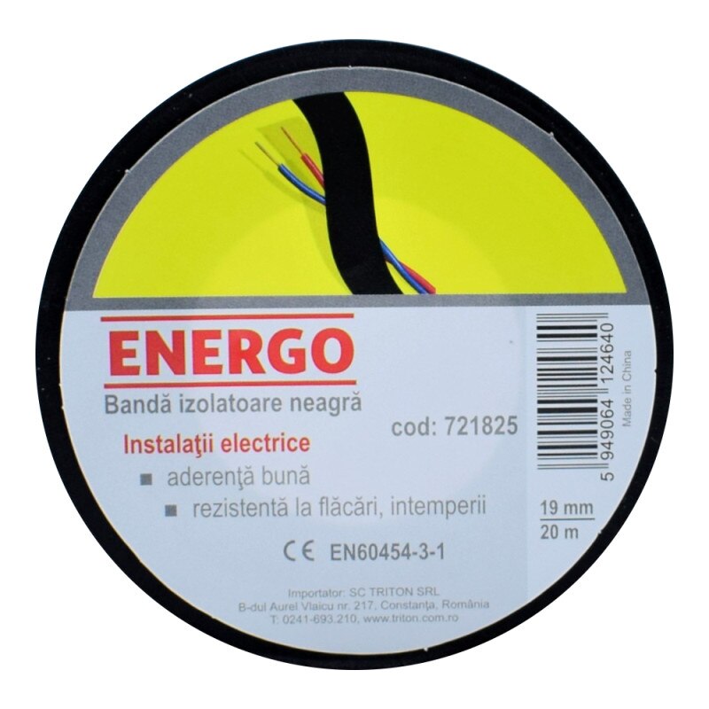 Banda izolatoare neagra 20M X 19MM ENERGO