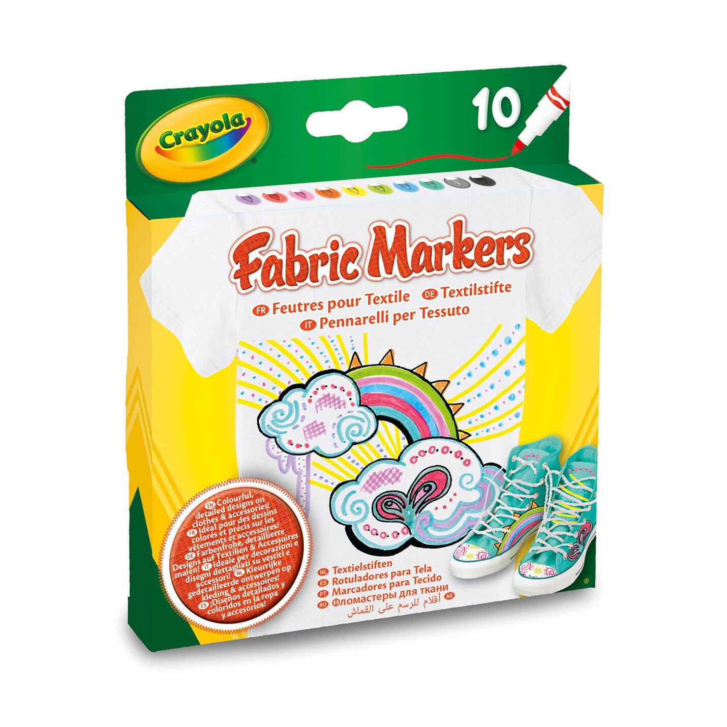 Set 10 markere Crayola pentru colorat pe materiale textile