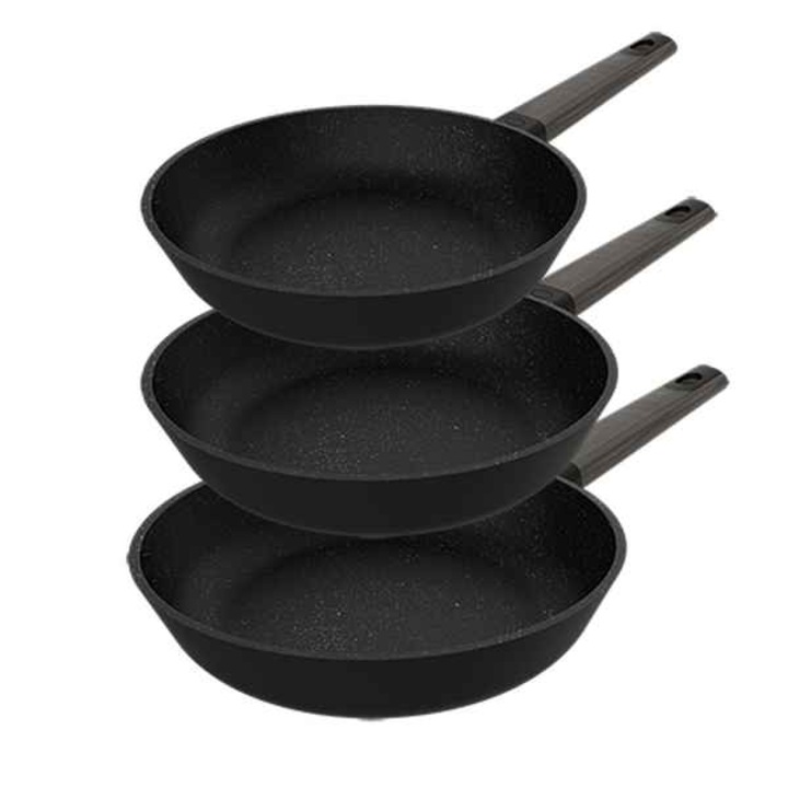 Комплект тигани Cecotec, Алуминиеви, Черни, 3 части, 18 см, 26 см, 22 см