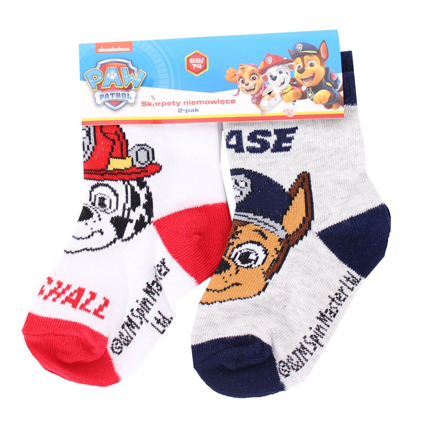 Set 2 sosete, Chase si Marshall, alb cu gri