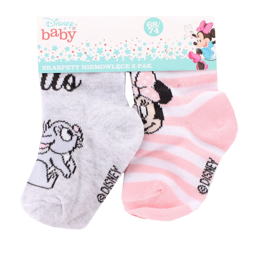 Set 2 sosete, Minnie si iepurasul, gri cu roz