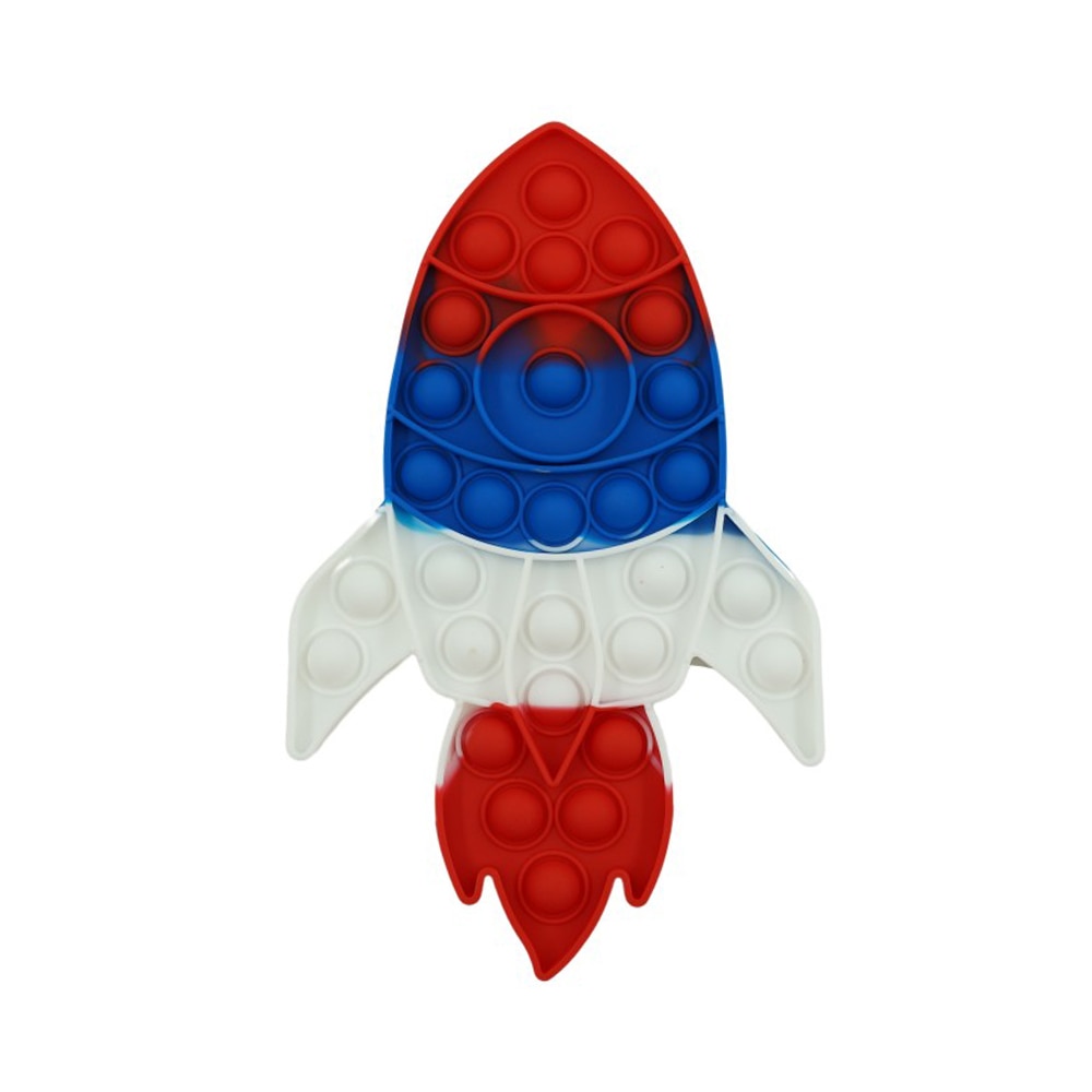 Jucarie Pop It Zenuk® - Racheta, Sensory Fidget Toy, Antistres, 10-15cm, Multicolor