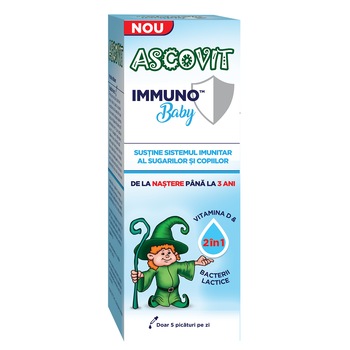 Supliment alimentar Immuno Baby Picaturi Ascovit, 7,5 ml Supliment alimentar Immuno Baby Picaturi Ascovit, 7,5 ml