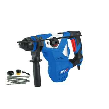 Ciocan rotopercutor Dedra 1500W, SDS+, 3 functii, 930 RPM, 5 J, 4500 lovituri/min si accesorii incluse Ciocan rotopercutor Dedra 1500W, SDS+, 3 functii, 930 RPM, 5 J, 4500 lovituri/min si accesorii incluse