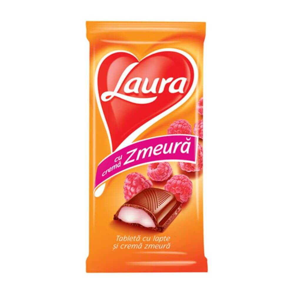 Ciocolata cu Crema de Zmeura Laura, 80 g
