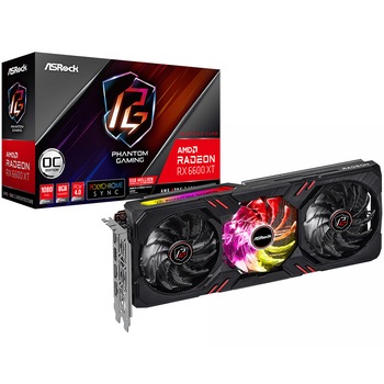 Placa video AsRock Radeon™ RX 6600 XT Phantom Gaming D OC, 8GB GDDR6, 128-bit Placa video AsRock Radeon™ RX 6600 XT Phantom Gaming D OC, 8GB GDDR6, 128-bit