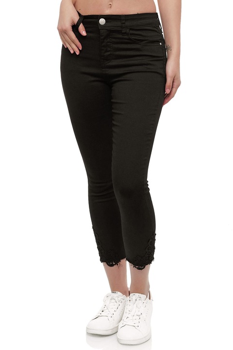 Női szűk szabású farmernadrág, MiSS RJ, fekete pamut/poliészter, Fekete, 36