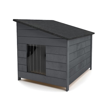 Cusca de exterior Premium Case, izolata termic, pentru caini de talie mare, din lemn, marime XXL, 116x86x96cm, negru Cusca de exterior Premium Case, izolata termic, pentru caini de talie mare, din lemn, marime XXL, 116x86x96cm, negru