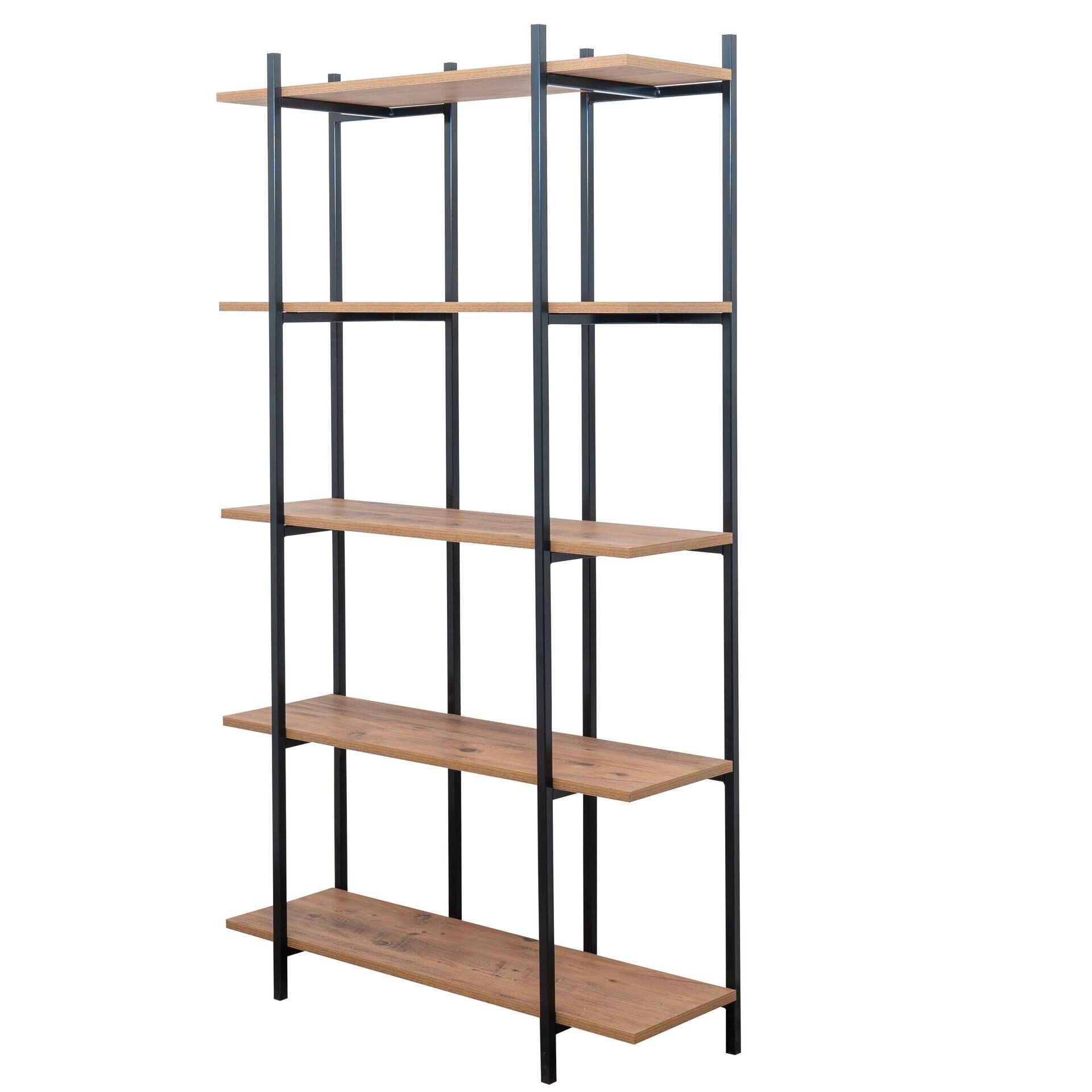 Etajera cu rafturi Sani MT-SHLF-001,100x34x180 cm Negru si Stejar