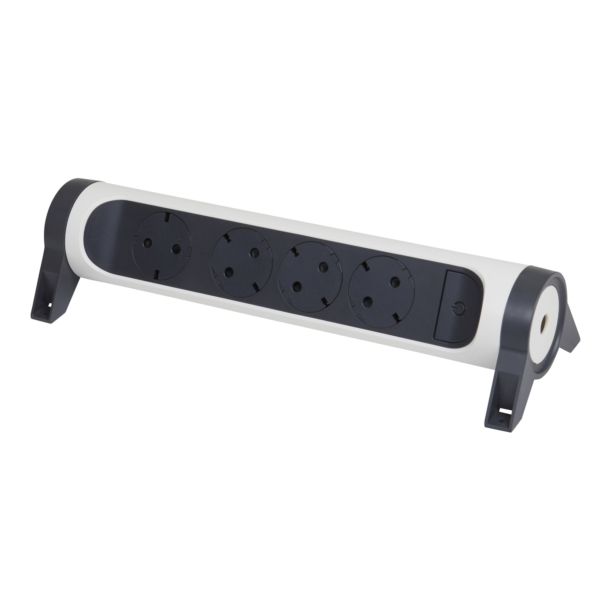 Bloc Multipriza Revolution Mobil Premium Rotativ 4x2P+T cu Intrerupator alb-negru