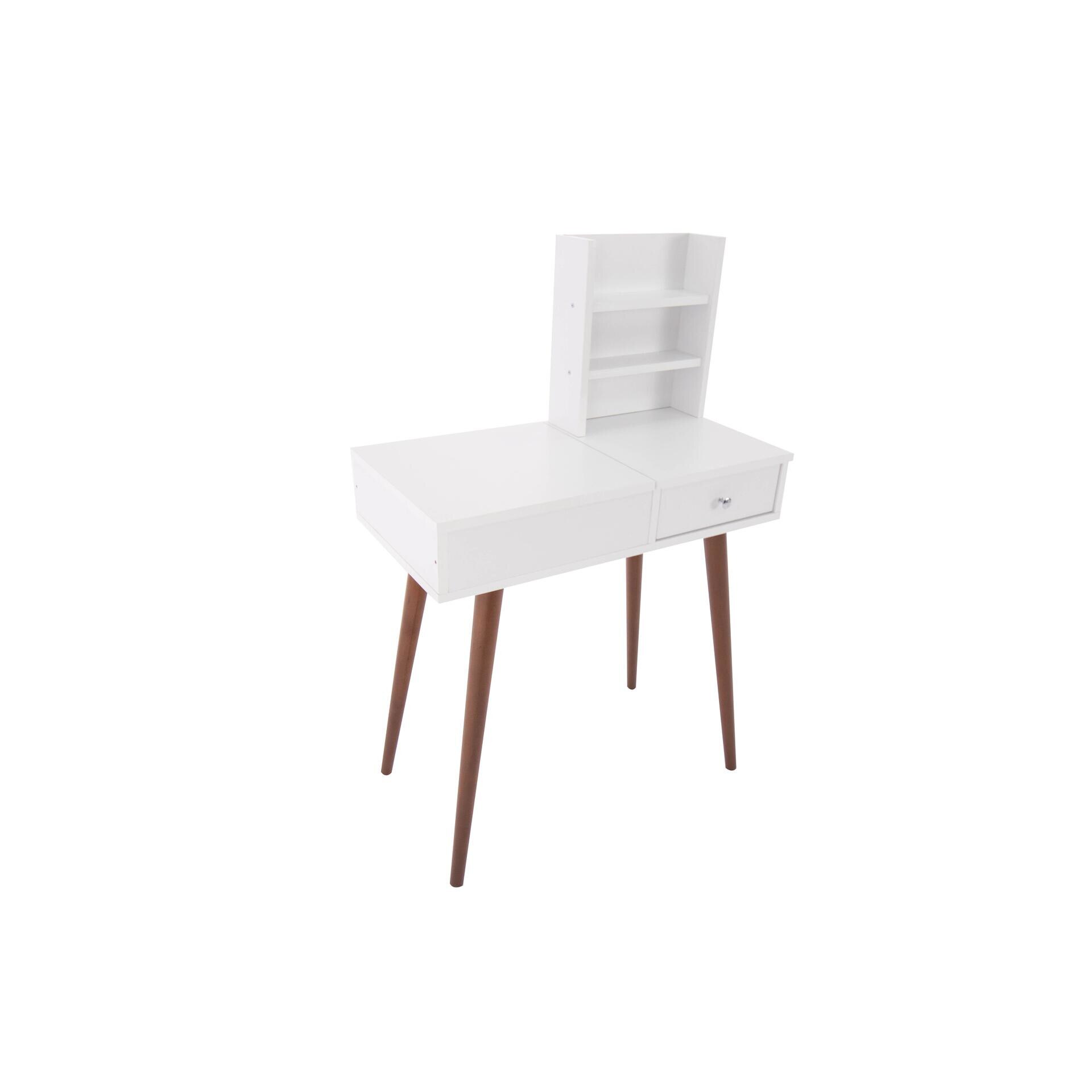 Masa de toaleta machiaj cu oglinda Sani PN-DRSR-001, 80x40x119 cm Alb