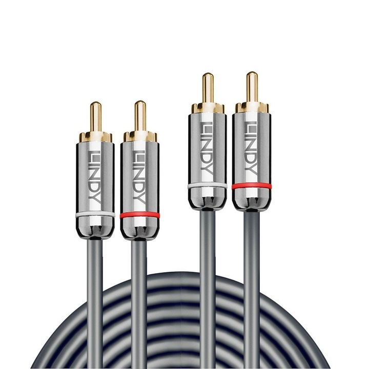 Кабел LINDY LNY-35346, аудио, 2x RCA M, Cromo Line, 2 м