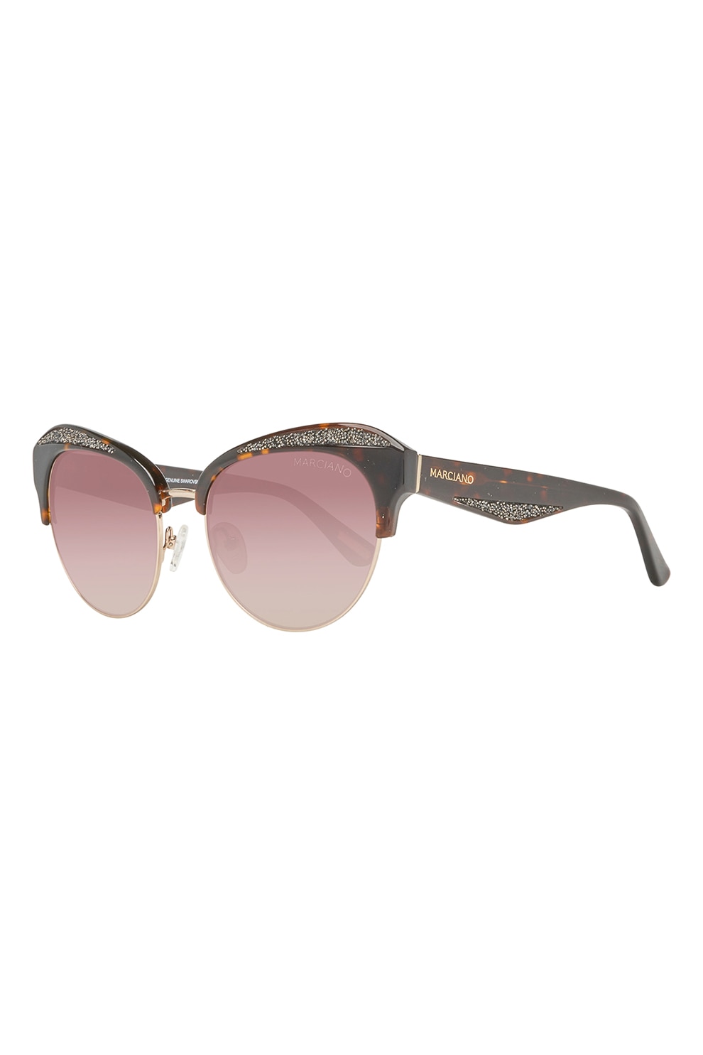 GUESS BY MARCIANO, Ochelari de soare butterfly cu detalii caviar de cristal, Maro, 55-18-140 Standard