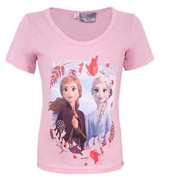 Tricou fete, Ana si Elsa, roz deschis 128 cm Tricou fete, Ana si Elsa, roz deschis 128 cm
